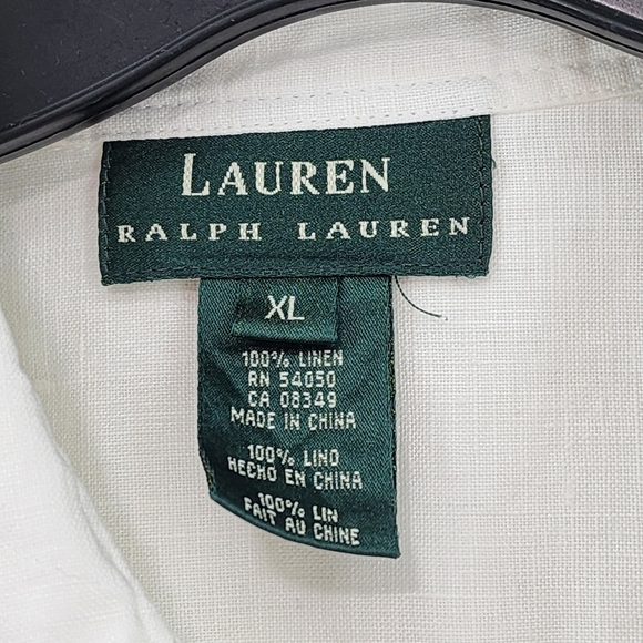 Lauren Ralph Lauren Women's 100% Linen Embroidered Button Front Shirt - XL - Picture 3 of 6